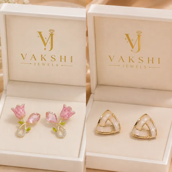 White_&_Golden_Stainless_Steel_Earring_Pink_&_Golden_Stainless_Steel_Earring_For_Women_(Combo_of_2)