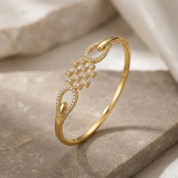 Gold_Stainless_Steel_American_Diamond_Bracelet_For_Women