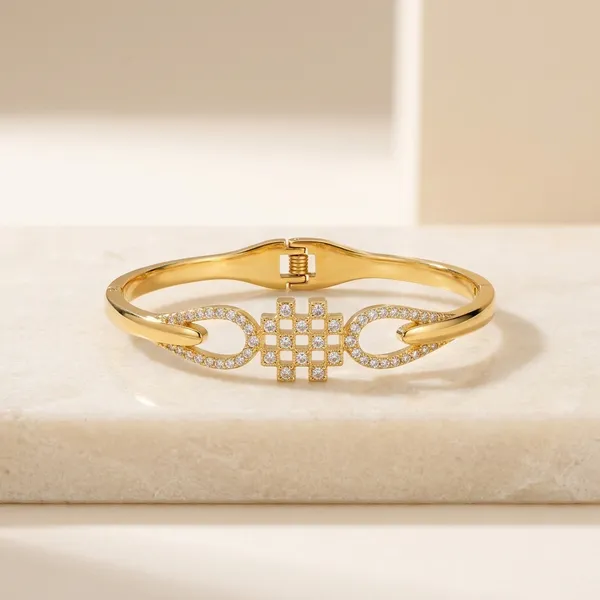 Gold_Stainless_Steel_American_Diamond_Bracelet_For_Women