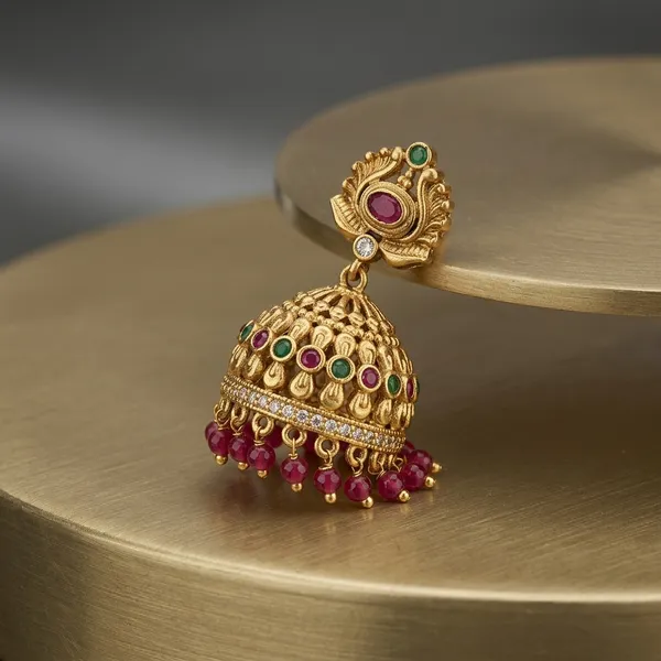 Ruby_&_Gold_Copper_Brass_Ear_Rings_For_Women