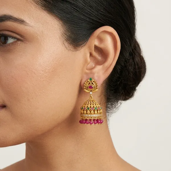 Ruby_&_Gold_Copper_Brass_Ear_Rings_For_Women