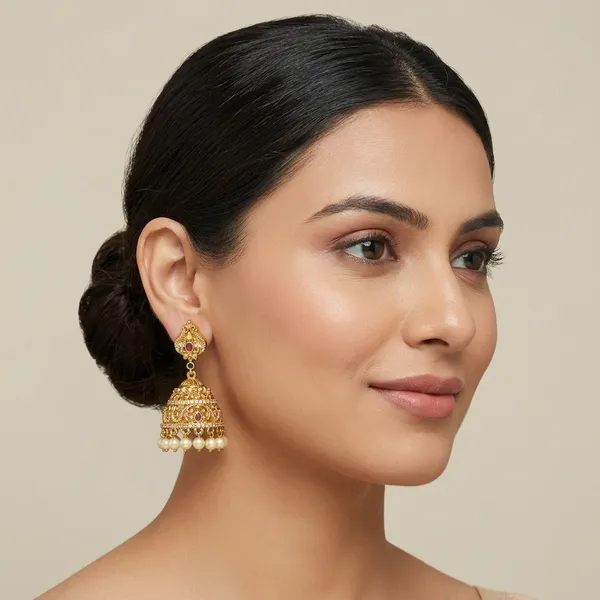 Gold_And_White_Copper_Brass_Casual_Ear_Rings_For_Women