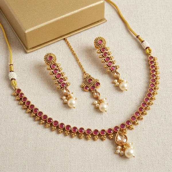 Ruby_And_Gold_And_Champagne_Copper_Brass_Necklace_Set_For_Women