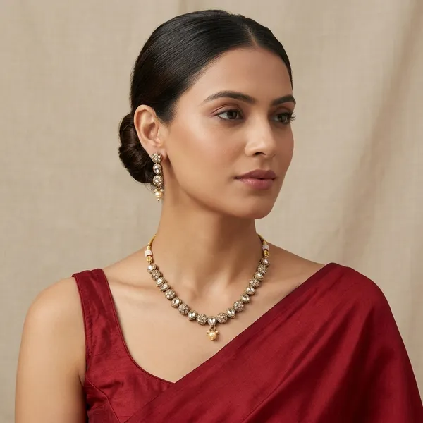Champagne_And_Mehendi_Copper_Brass_Necklace_Set_For_Women