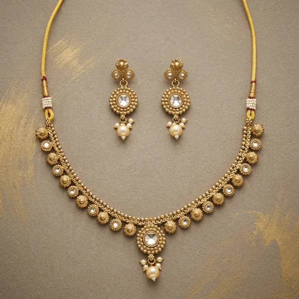 Champagne_And_Mehendi_Copper_Brass_Necklace_Set_For_Women