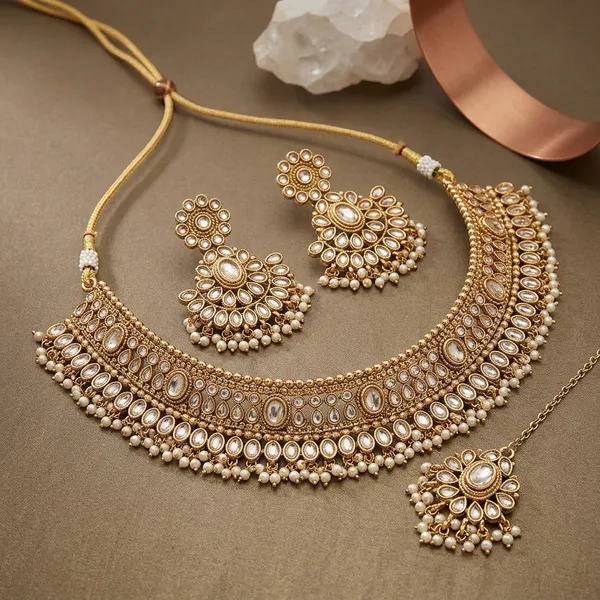 Champagne_And_Gold_Copper_Brass_Necklace_Set_For_Women