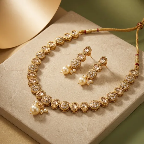 Champagne_And_Gold_Copper_Brass_Necklace_Set_For_Women