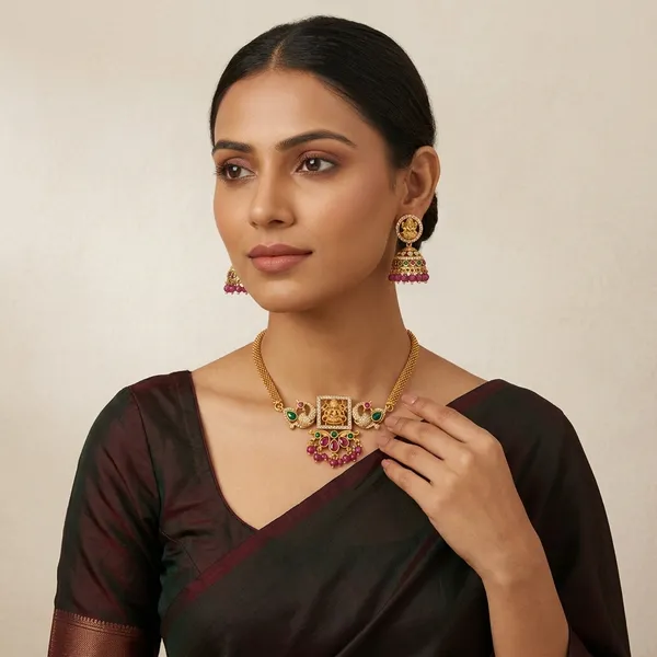Gold_Copper_Brass_Necklace_Set_For_Women