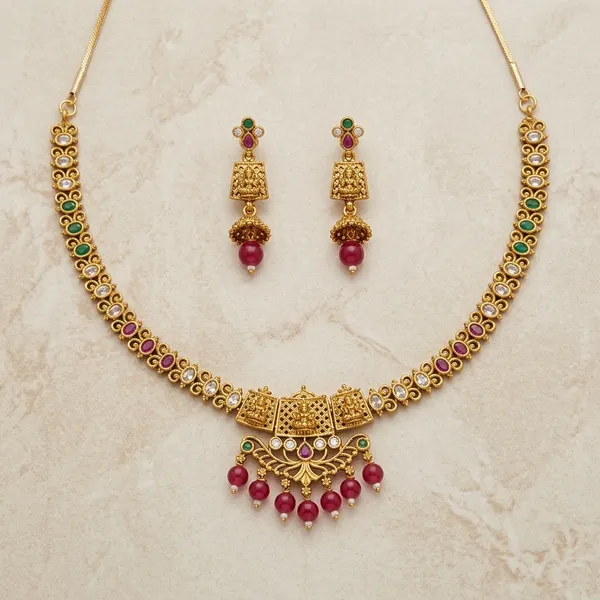 Gold_Copper_Brass_Necklace_Set_For_Women