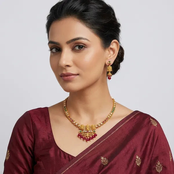 Gold_Copper_Brass_Necklace_Set_For_Women