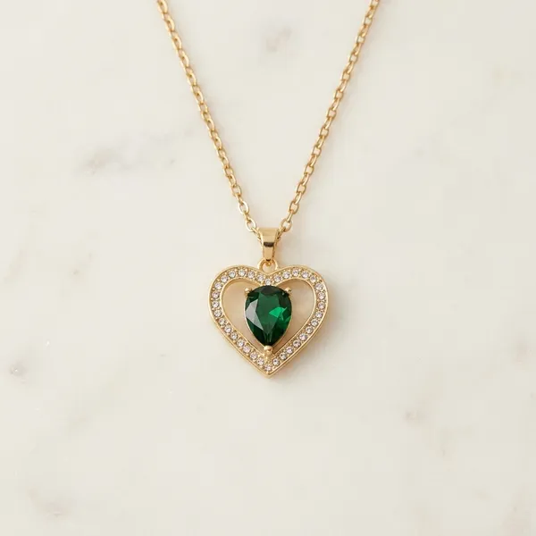 Gold_Green_Stone_Stainless_Steel_Pendant_Set_For_Women