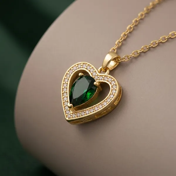 Gold_Green_Stone_Stainless_Steel_Pendant_Set_For_Women