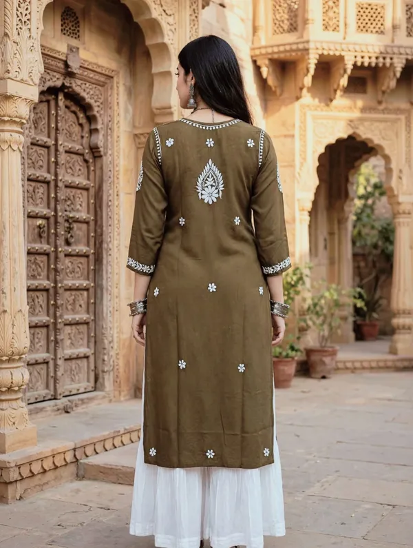 Aarna_Hand_Work_Fine_Chikankari__Straight_Kurti_For_Women