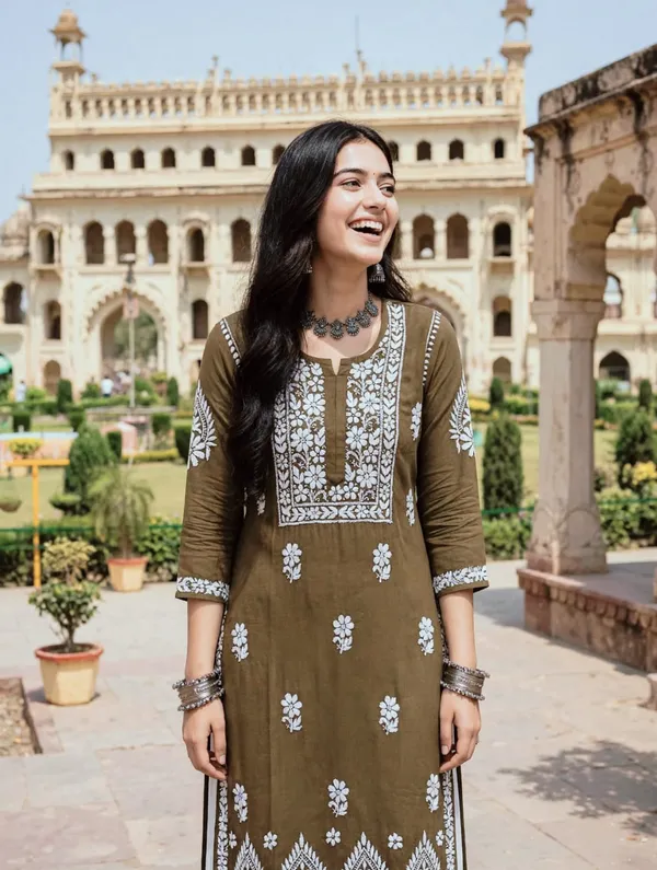 Aarna_Hand_Work_Fine_Chikankari__Straight_Kurti_For_Women