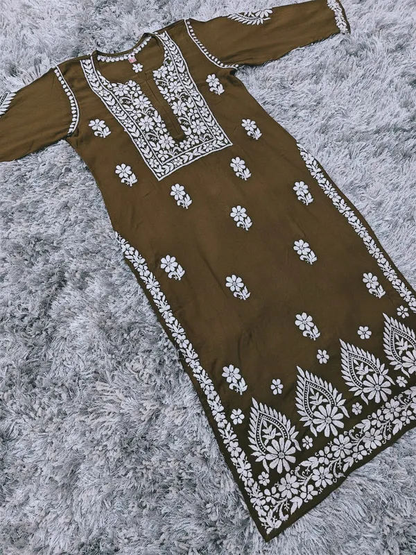 Aarna_Hand_Work_Fine_Chikankari__Straight_Kurti_For_Women