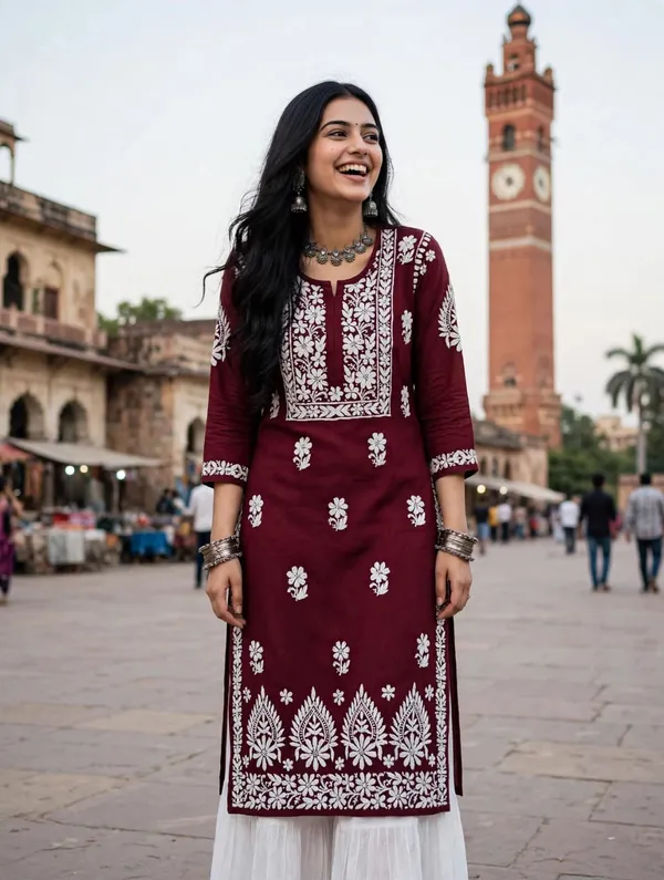 Aarohi_Hand_Work_Fine_Chikankari_Straight_Kurti_For_Women
