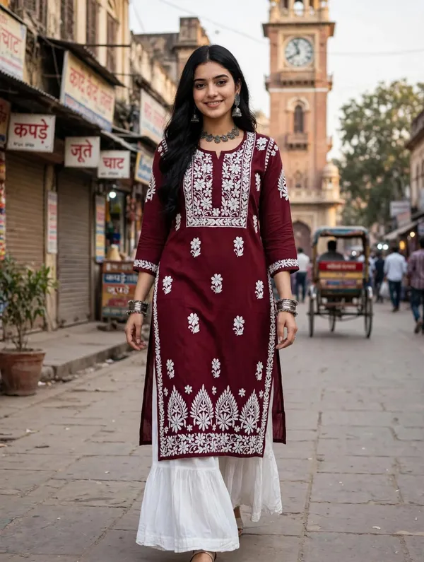 Aarohi_Hand_Work_Fine_Chikankari_Straight_Kurti_For_Women