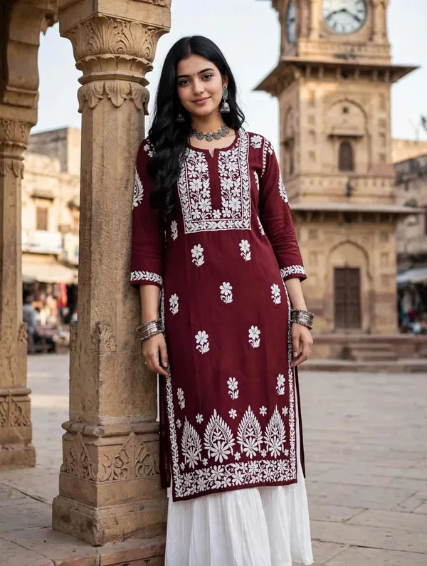 Aarohi_Hand_Work_Fine_Chikankari_Straight_Kurti_For_Women
