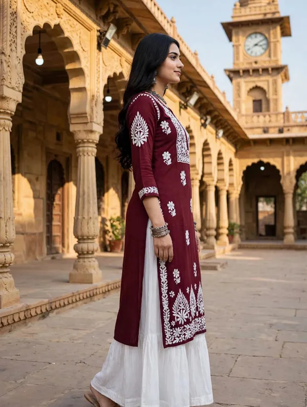 Aarohi_Hand_Work_Fine_Chikankari_Straight_Kurti_For_Women