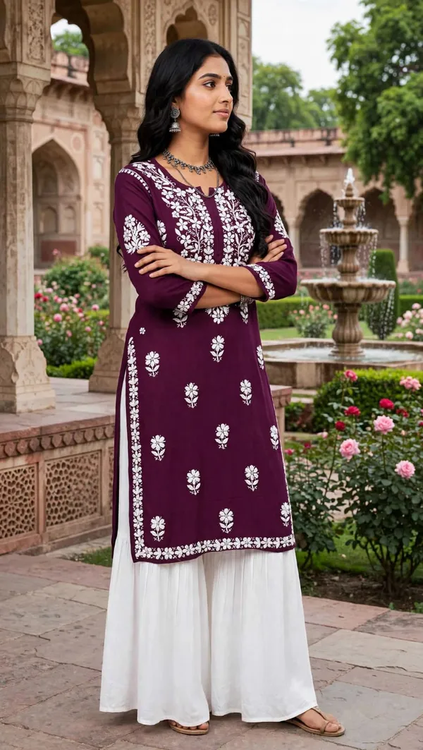 Aabroo_Hand_Work_Fine_Chikankari_Straight_Kurta_For_Women