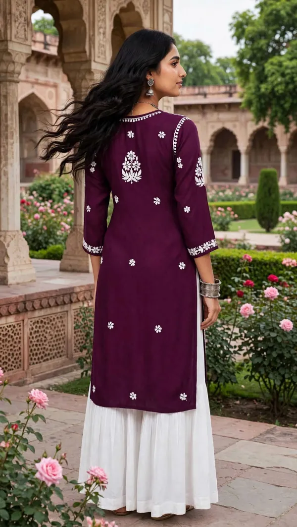 Aabroo_Hand_Work_Fine_Chikankari_Straight_Kurta_For_Women