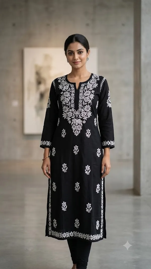 Zehra_Hand_Work_Fine_Chikankari_Straight_Kurti_For_Women