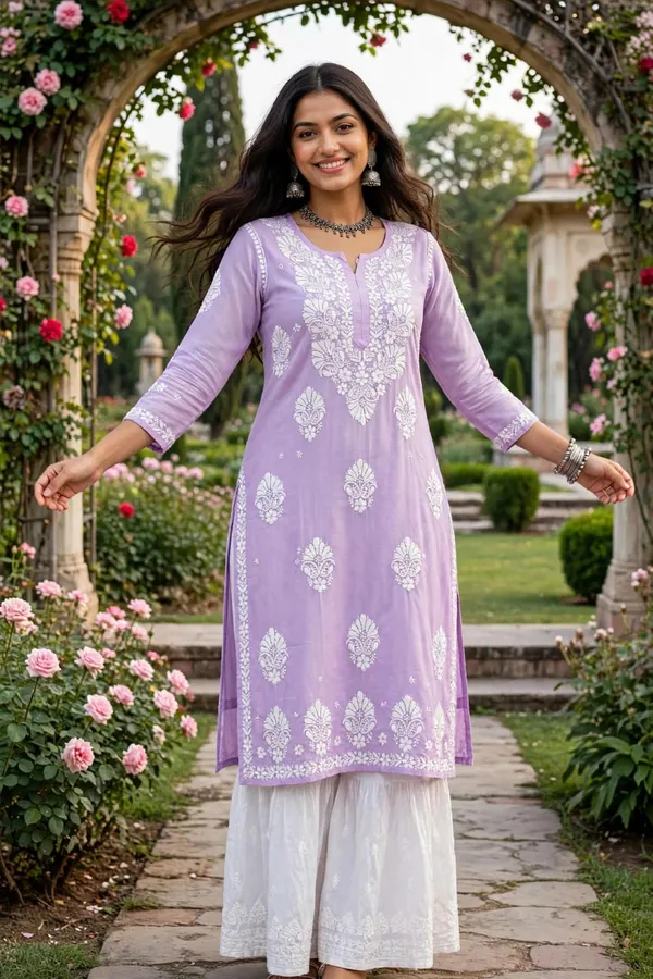 Riwayat_Hand_Work_Fine_Chikankari_Straight_Kurti_For_Women
