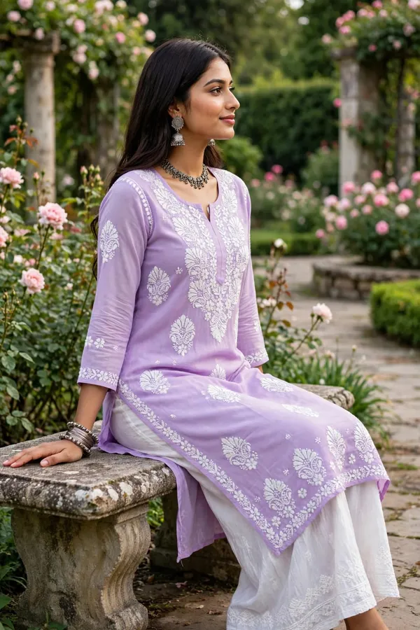 Riwayat_Hand_Work_Fine_Chikankari_Straight_Kurti_For_Women