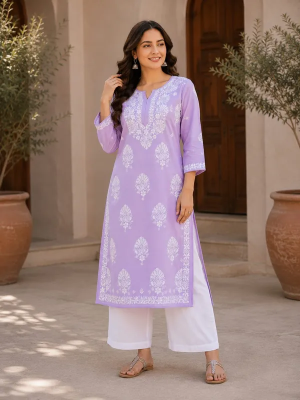Riwayat_Hand_Work_Fine_Chikankari_Straight_Kurti_For_Women