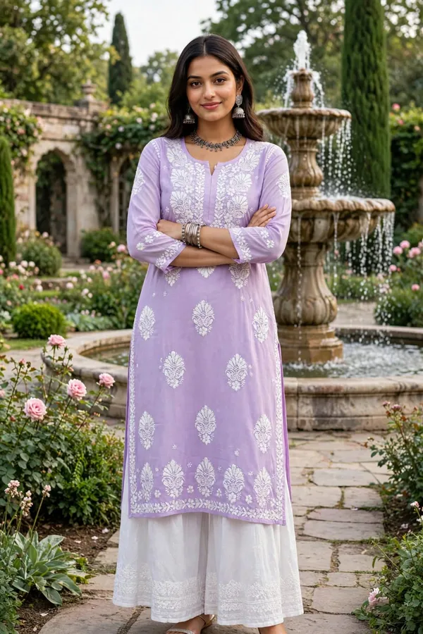 Riwayat_Hand_Work_Fine_Chikankari_Straight_Kurti_For_Women