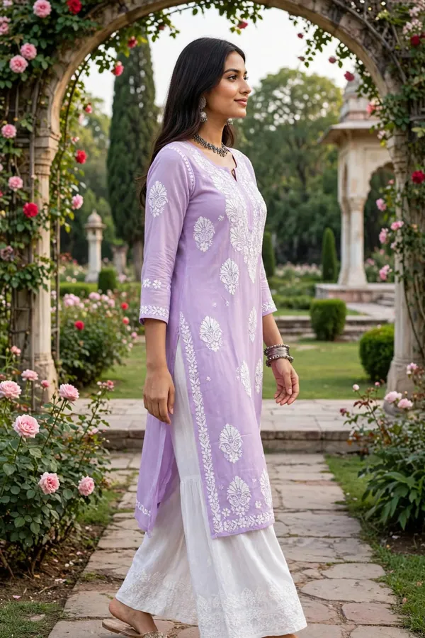 Riwayat_Hand_Work_Fine_Chikankari_Straight_Kurti_For_Women