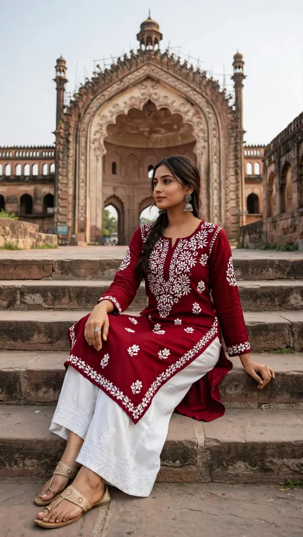 Aab-E-Neel_Hand_Work_Fine_Chikankari_Straight_Kurti_For_Women