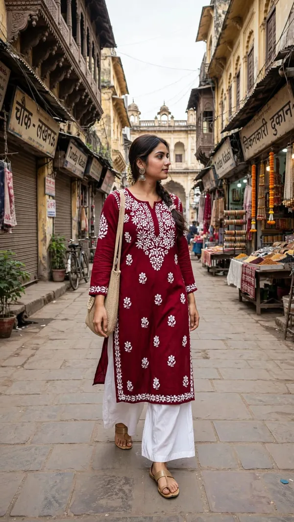 Aab-E-Neel_Hand_Work_Fine_Chikankari_Straight_Kurti_For_Women