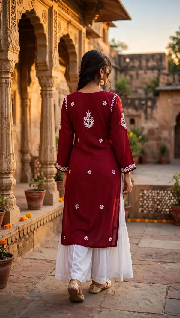 Aab-E-Neel_Hand_Work_Fine_Chikankari_Straight_Kurti_For_Women
