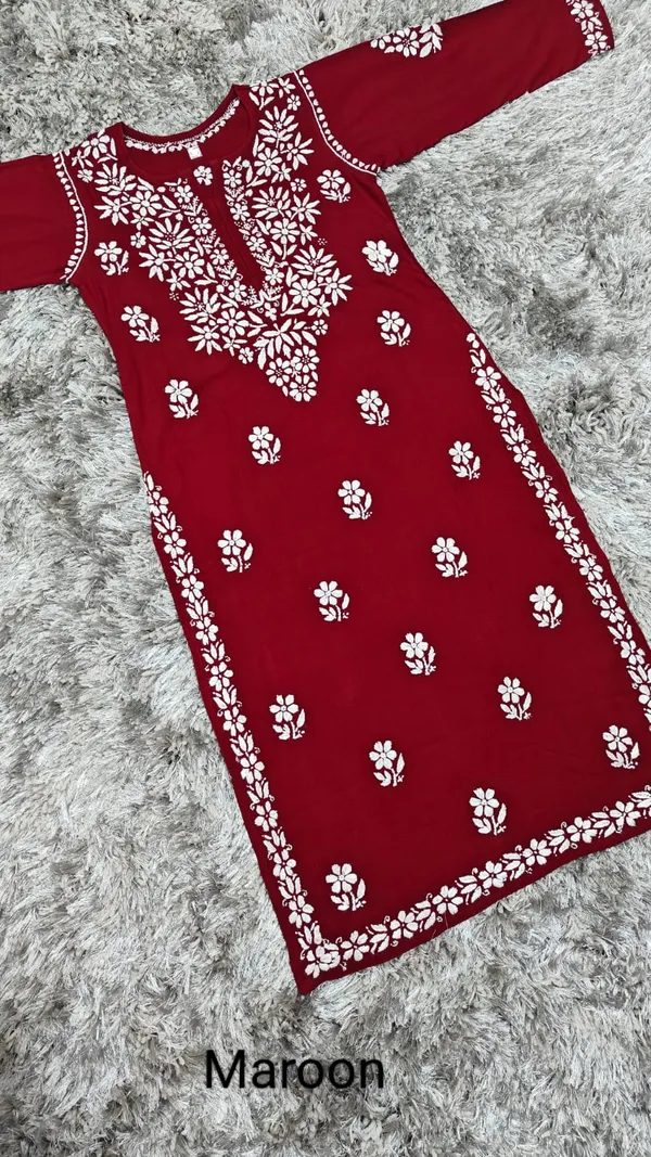 Aab-E-Neel_Hand_Work_Fine_Chikankari_Straight_Kurti_For_Women