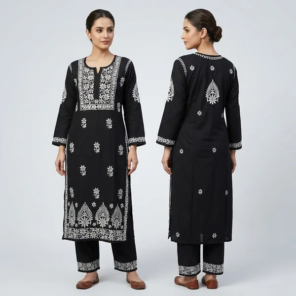 Saanvi_Hand_Work_Fine_Chikankari_Straight_Kurti_For_Women
