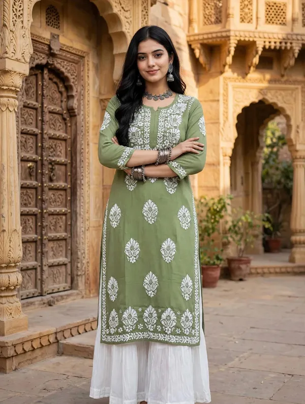 Nayab_Hand_Work_Fine_Chikankari_Straight_Kurti_For_Women
