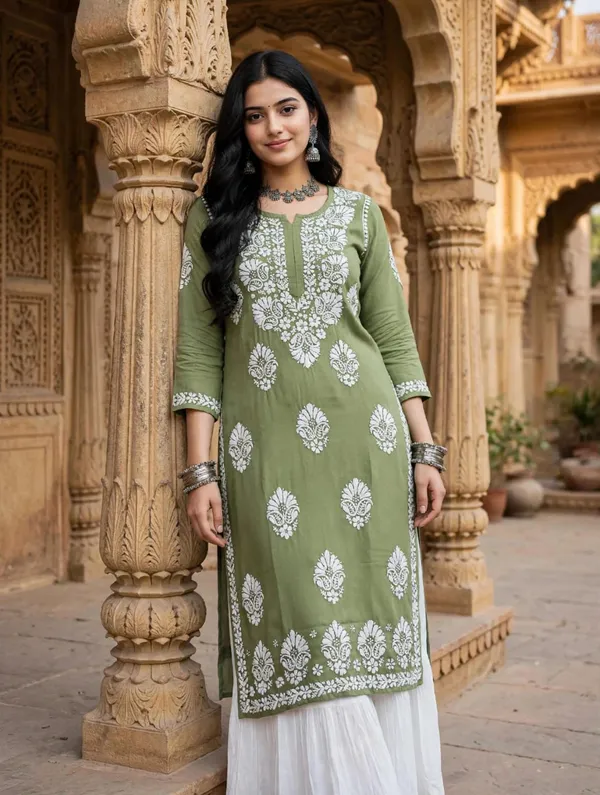 Nayab_Hand_Work_Fine_Chikankari_Straight_Kurti_For_Women