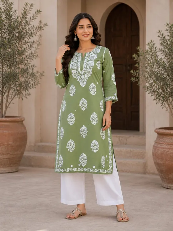 Nayab_Hand_Work_Fine_Chikankari_Straight_Kurti_For_Women