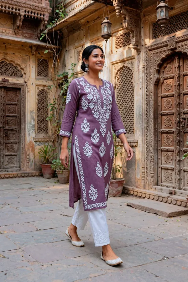 Noor-E-Ada_Hand_Work_Fine_Chikankari_Straight_Kurti_For_Women