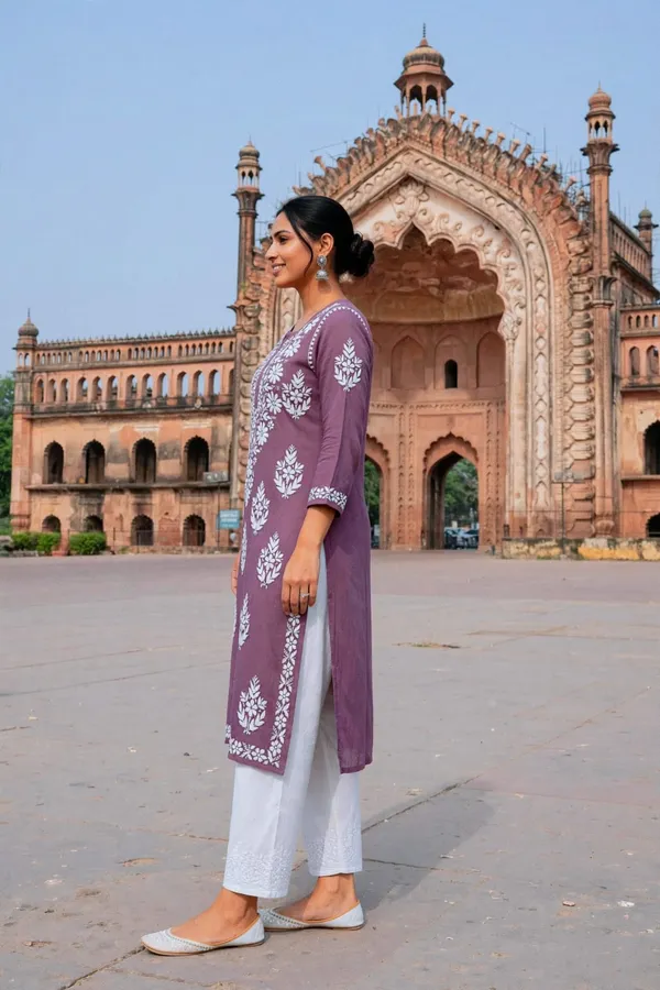 Noor-E-Ada_Hand_Work_Fine_Chikankari_Straight_Kurti_For_Women