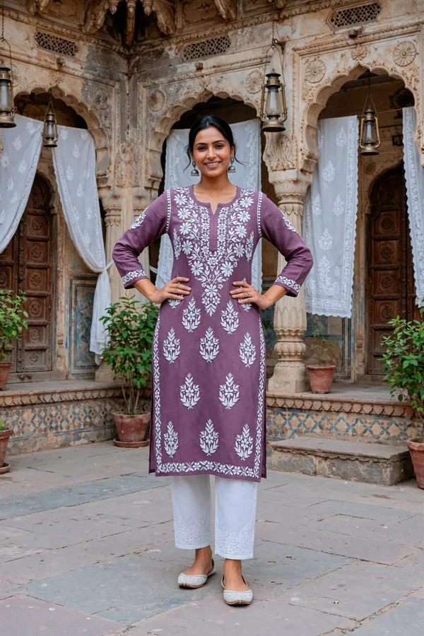 Noor-E-Ada_Hand_Work_Fine_Chikankari_Straight_Kurti_For_Women