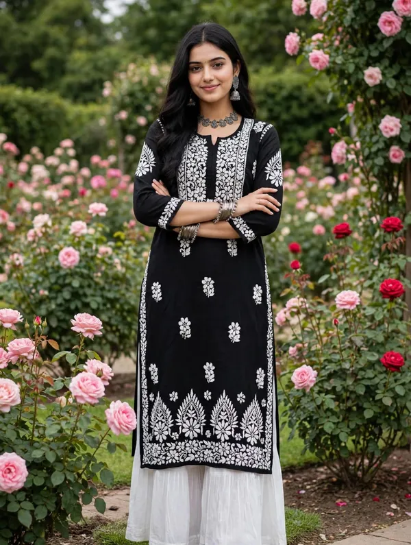 Saanvi_Hand_Work_Fine_Chikankari_Straight_Kurti_For_Women