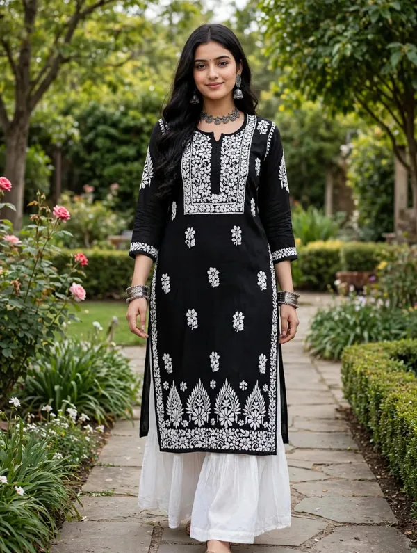 Saanvi_Hand_Work_Fine_Chikankari_Straight_Kurti_For_Women