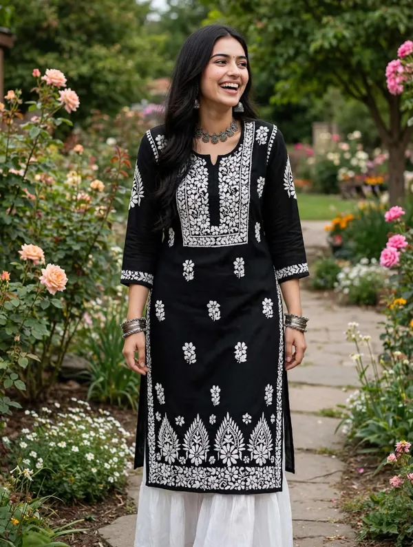Saanvi_Hand_Work_Fine_Chikankari_Straight_Kurti_For_Women