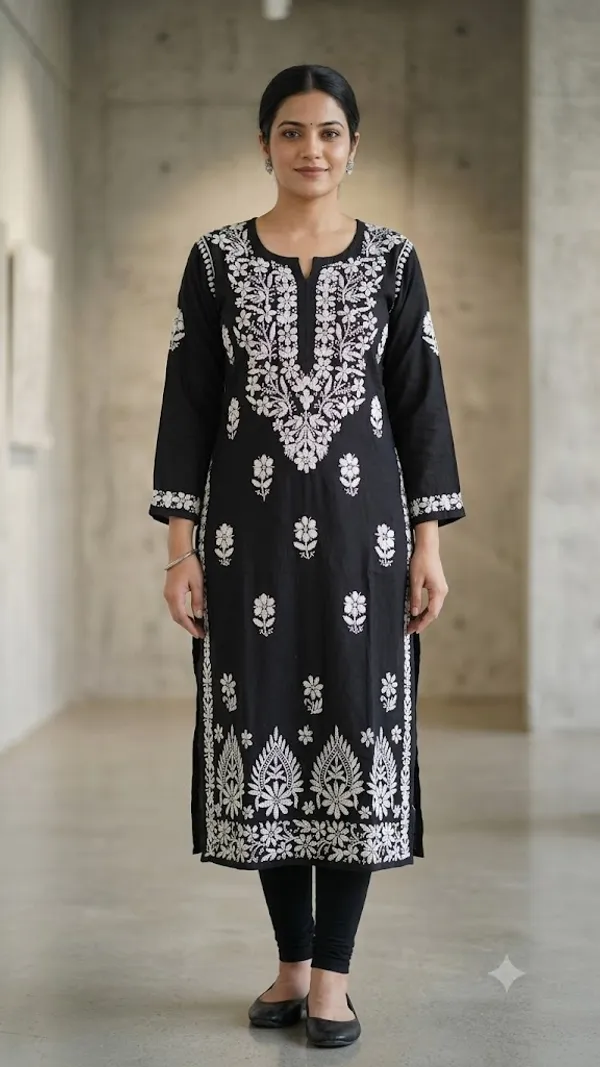 Saanvi_Hand_Work_Fine_Chikankari_Straight_Kurti_For_Women