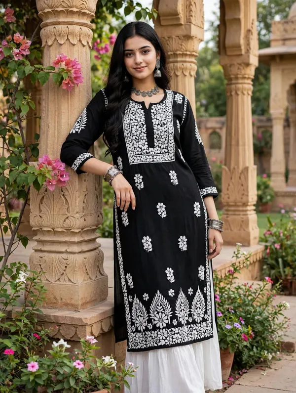 Saanvi_Hand_Work_Fine_Chikankari_Straight_Kurti_For_Women