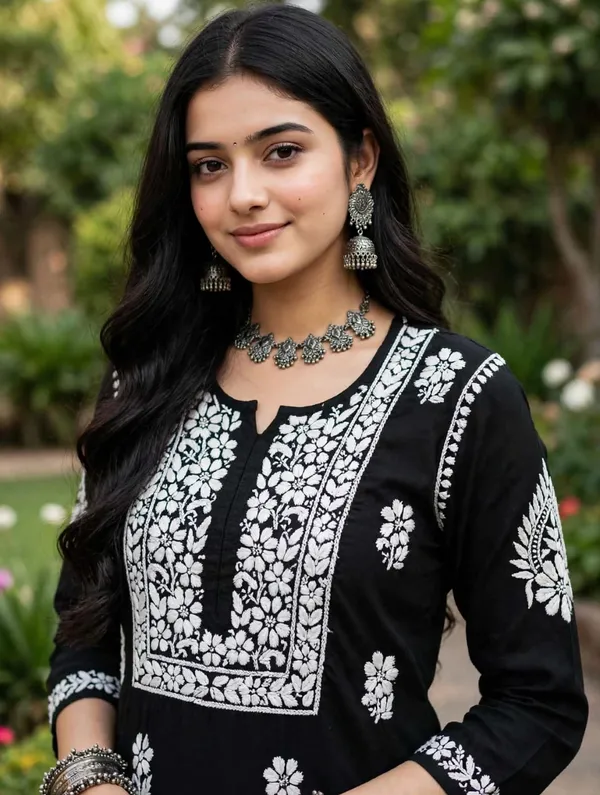 Saanvi_Hand_Work_Fine_Chikankari_Straight_Kurti_For_Women