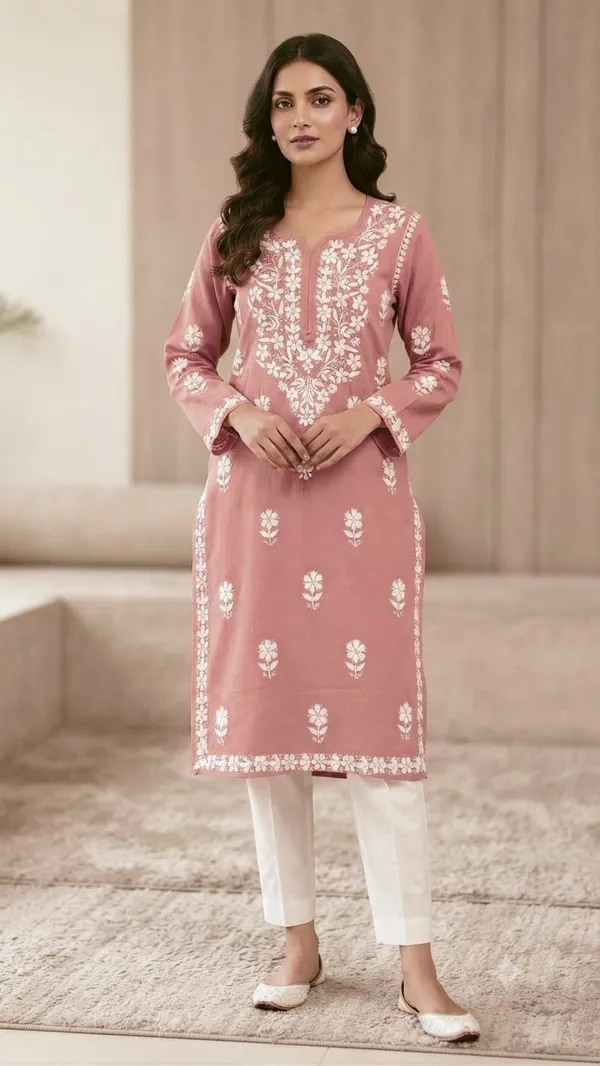 Saanvi_Hand_Work_Fine_Chikankari_Straight_Kurti_For_Women