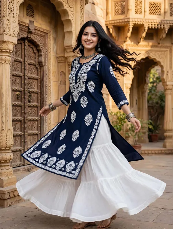 Falaq_Hand_Work_Fine_Chikankari_Straight_Kurti_For_Women